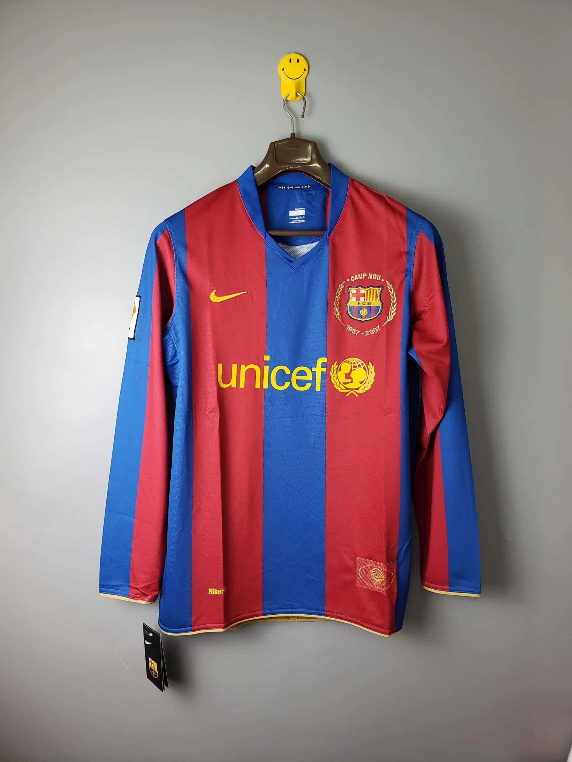 2007-08 Barcelona Home Long Sleeve Retro Jersey