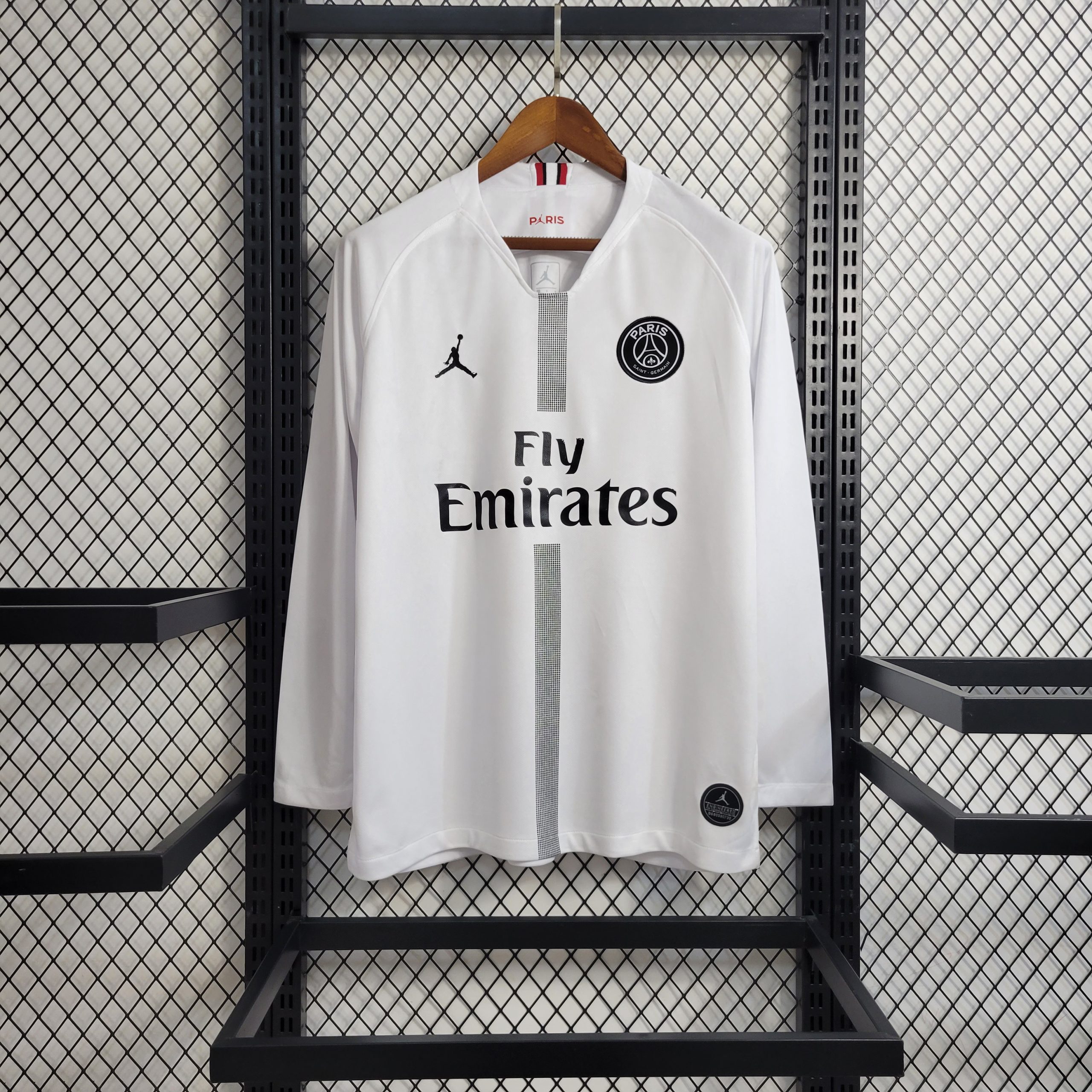 18-19 PSG White Retro Long Sleeve Jersey/18-19 PSG白色长袖