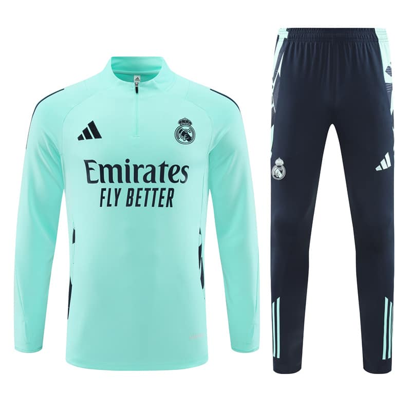 24-25 Real Madrid Light Blue Training Suit/ 24-25 皇马湖蓝色半拉训练服