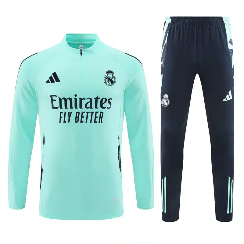 24-25 Real Madrid Light Blue Training Suit/ 24-25 皇马湖蓝色半拉训练服
