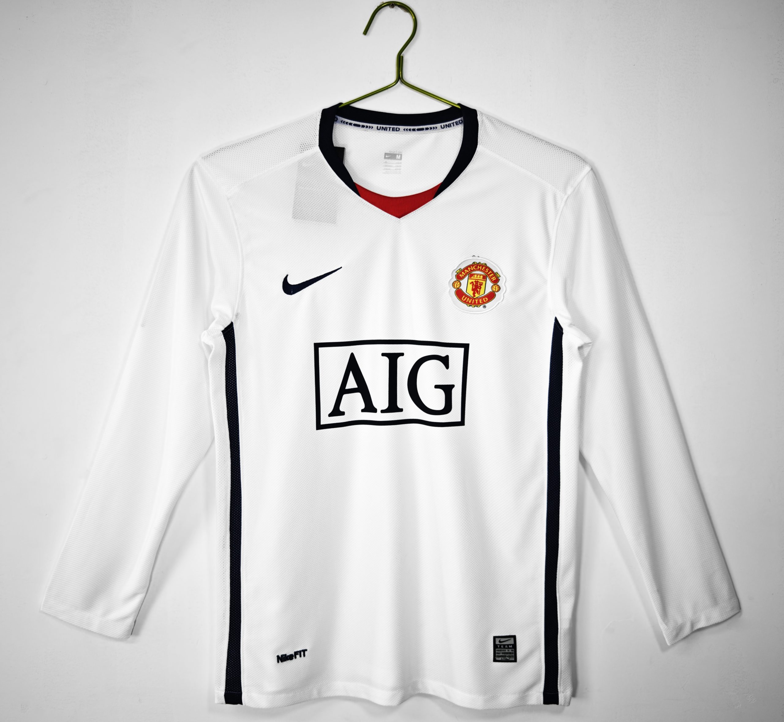 08-09 Manchester United League Edition away white Long Sleeve Jersey/08-09 曼联客场联赛版长袖