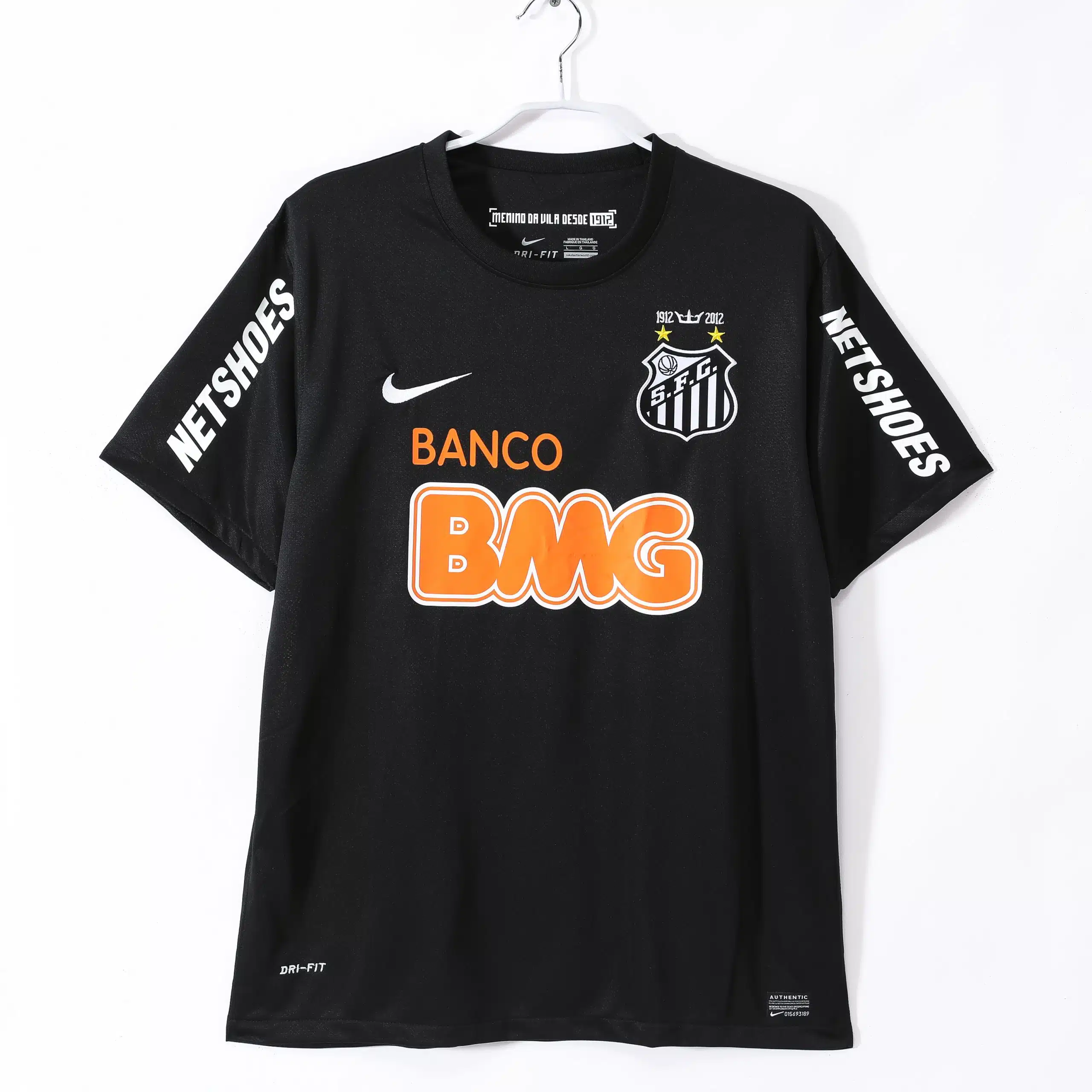 12-13 Santos Black Retro Jersey without shoulder patches/12-13桑托斯黑色复古，无肩章款式