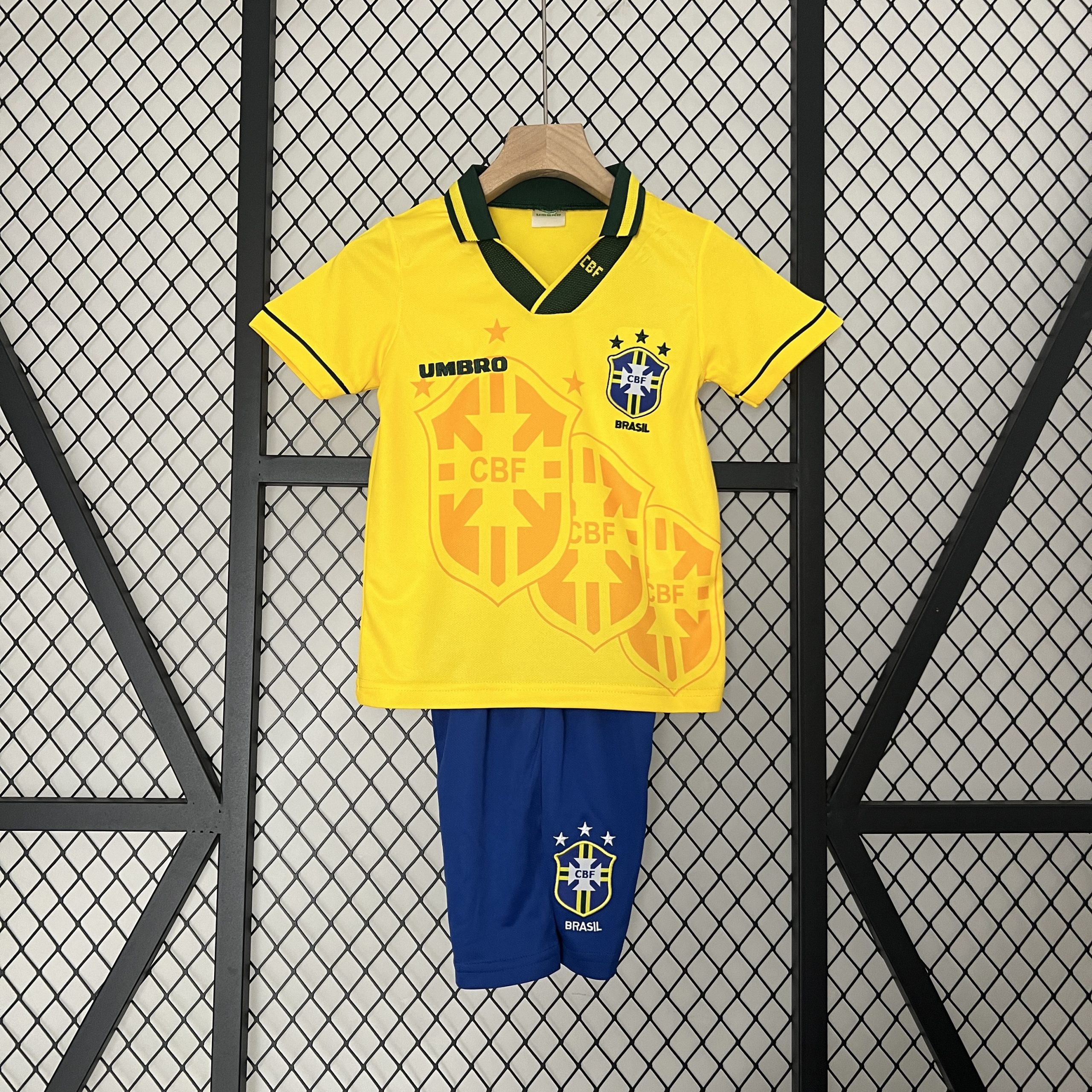 Retro 93-94 Brazil Home Kids Kit/93-94巴西主场童装