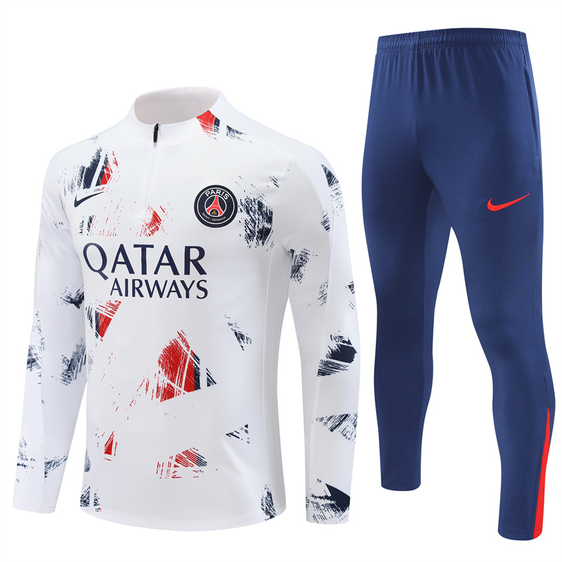 24-25 PSG White Training Suit/ 24-25PSG巴黎半拉训练服
