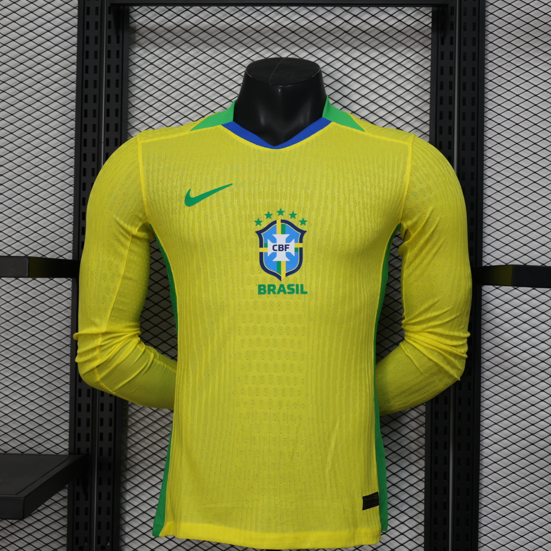 2025 Brazil Home Player Long Sleeve Jersey/2025 巴西主场球员版长袖