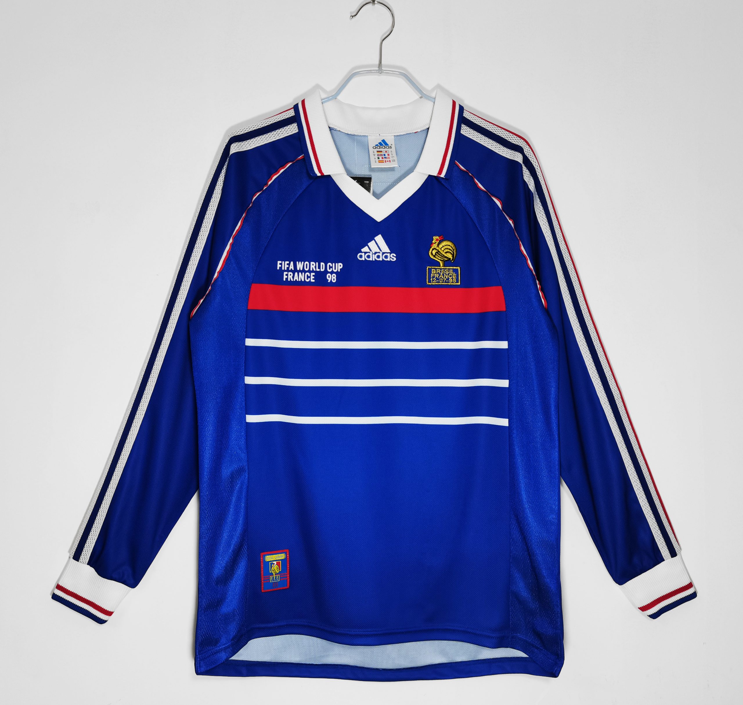 1998 France Home Long Sleeve with Match Detail Retro Jersey