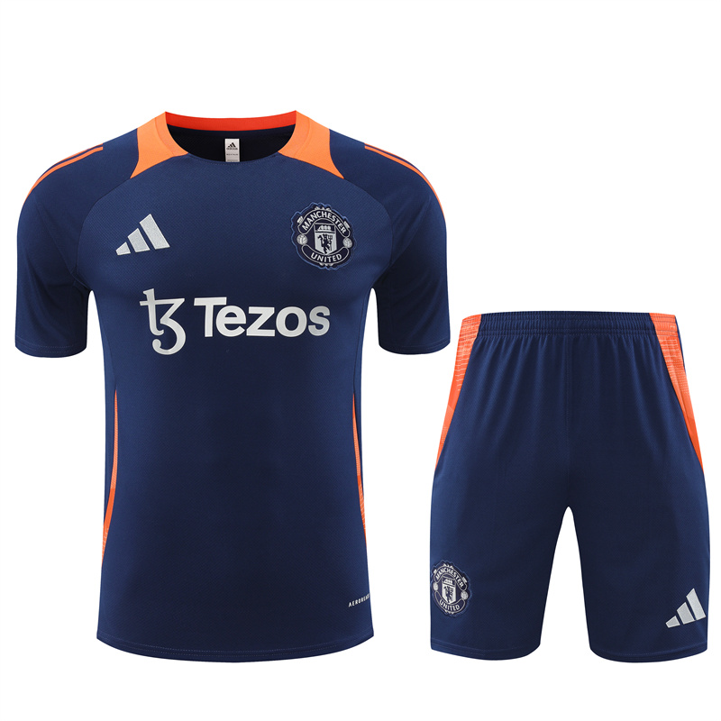 24-25 Manchester United Blue Short Sleeve Training Suit/ 24-25 曼联蓝色短袖训练服