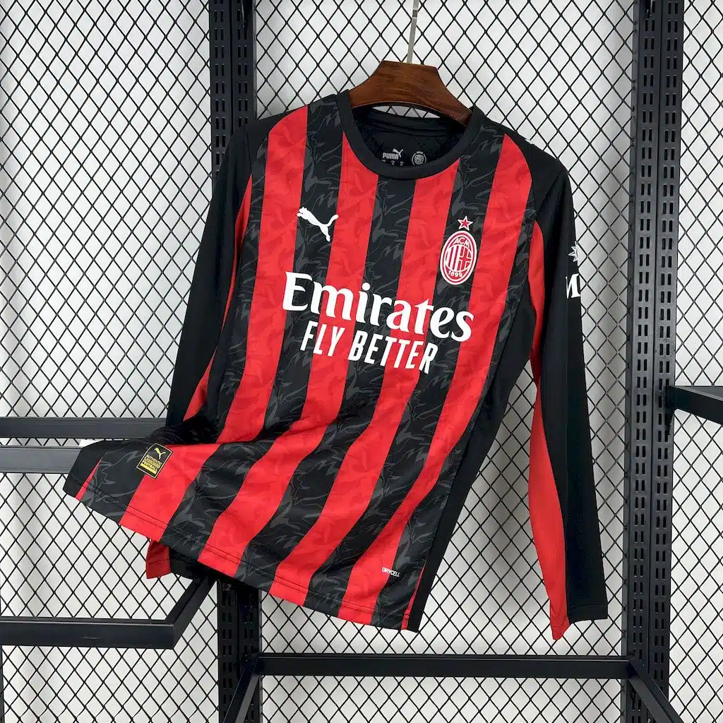 25-26 AC Milan Home Long Sleeve Fans Jersey/25-26 AC米兰主场长袖，球迷版