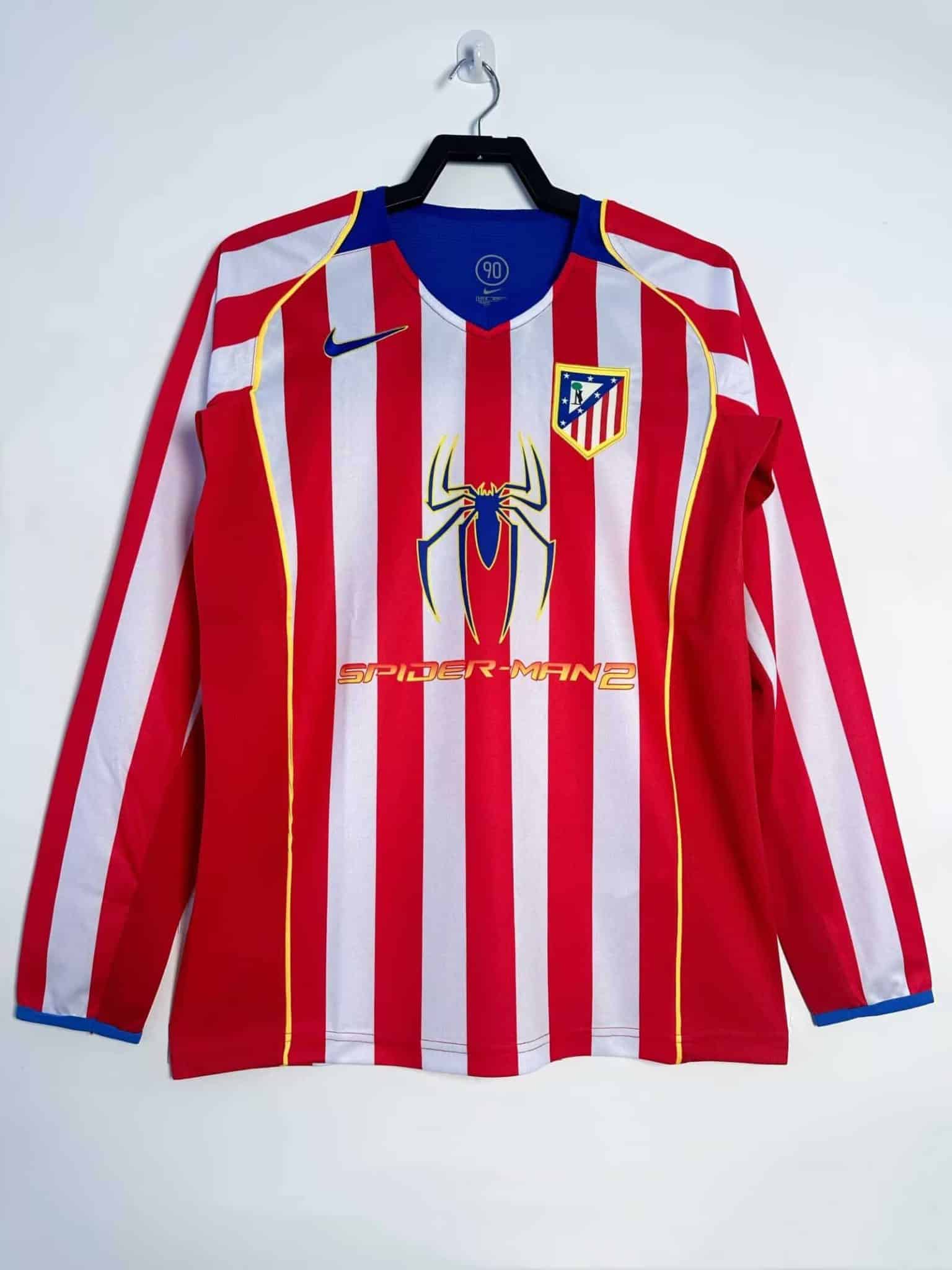 04-05 Atletico Madrid Home long sleeve Retro Jersey/04-05马竞主场长袖