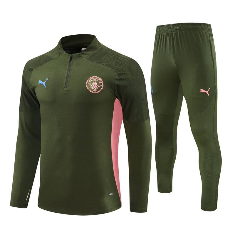 24-25 Manchester City Army Green Training Suit/24-25曼城半拉训练服