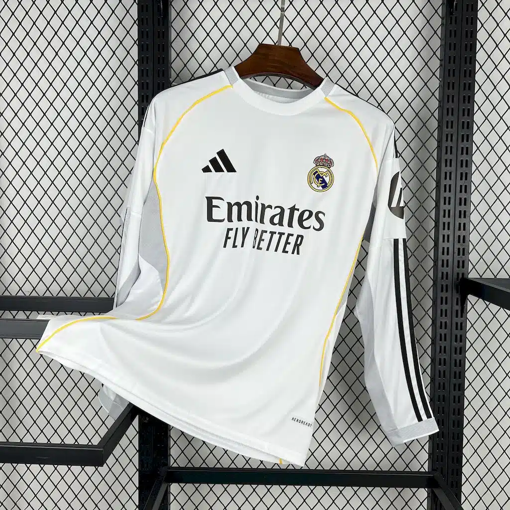 25-26 Real Madrid Home Long Sleeve Fans Jersey/25-26皇马主场长袖，球迷版