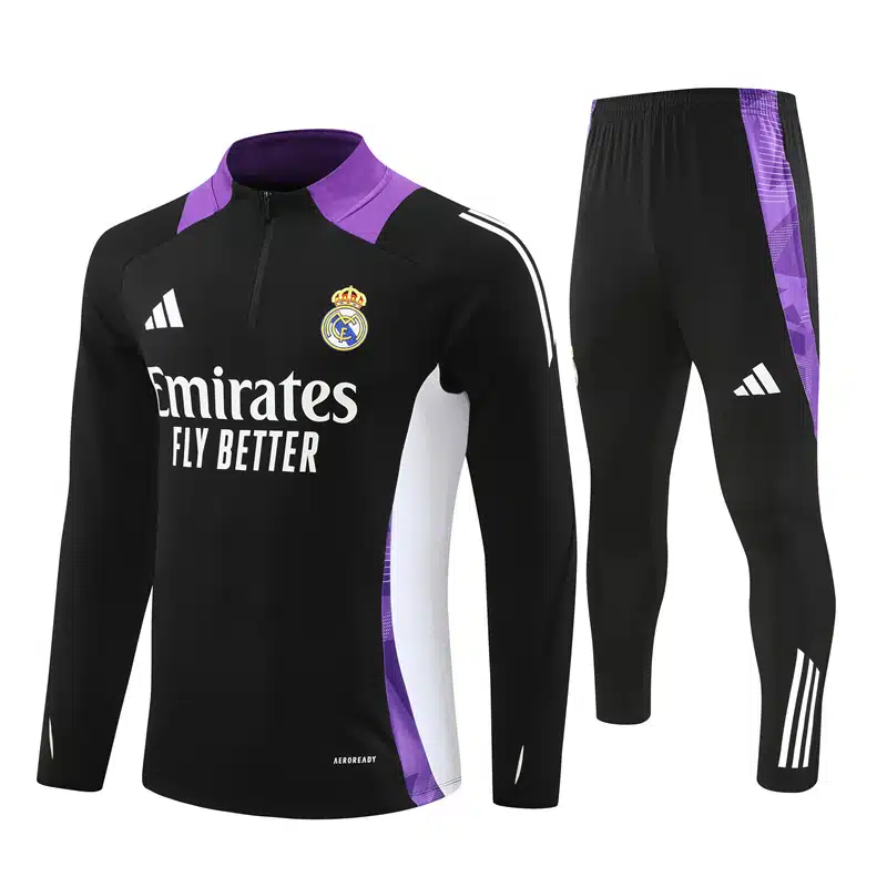 24-25 Real Madrid Black Training Suit/ 24-25皇马半拉训练服