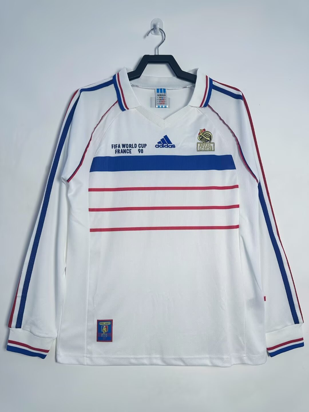 1998 France Away Long Sleeve with Match Detail Retro Jersey