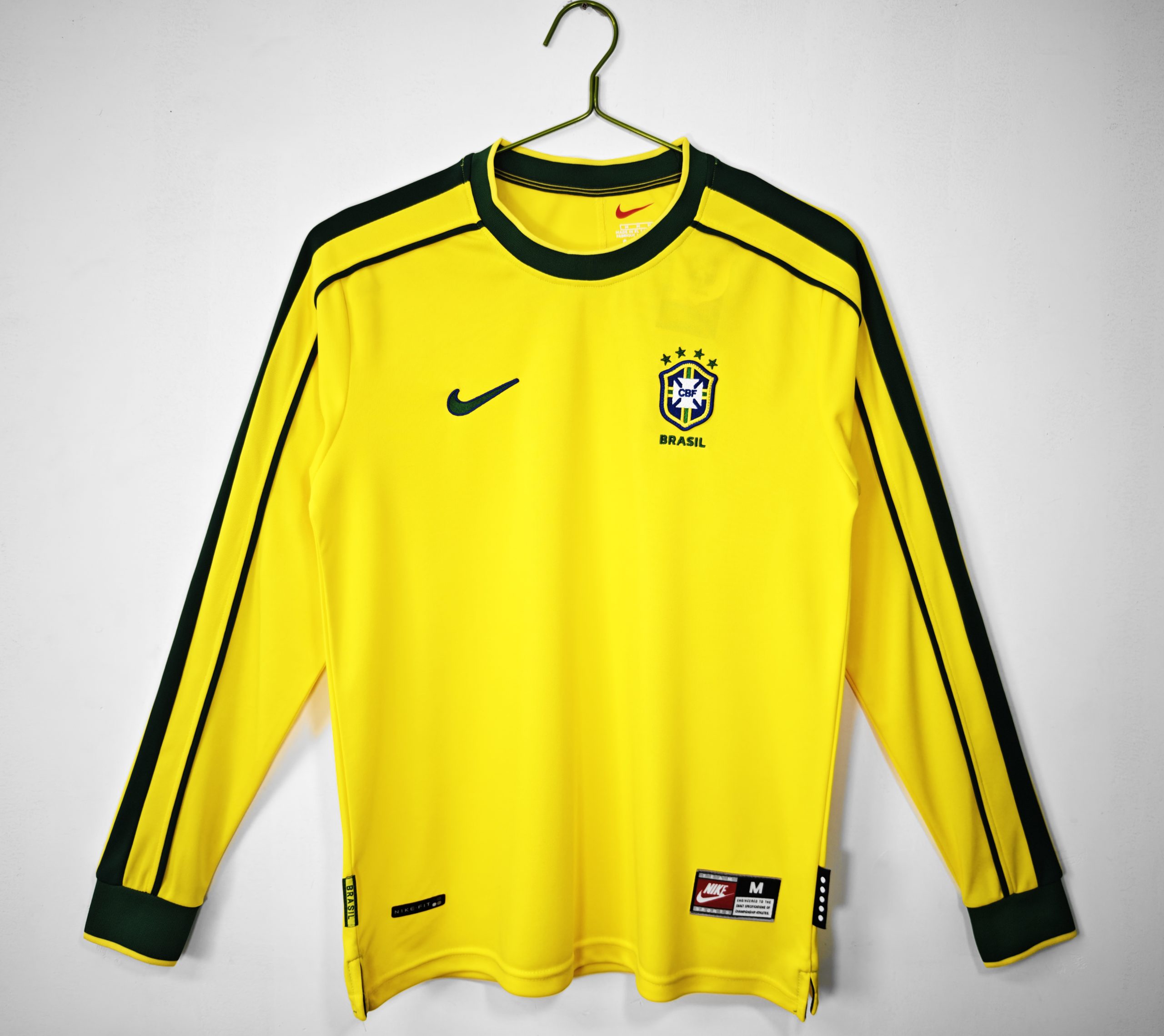 1998 Brazil Home Retro Long Sleeve Jersey/1998巴西主场长袖