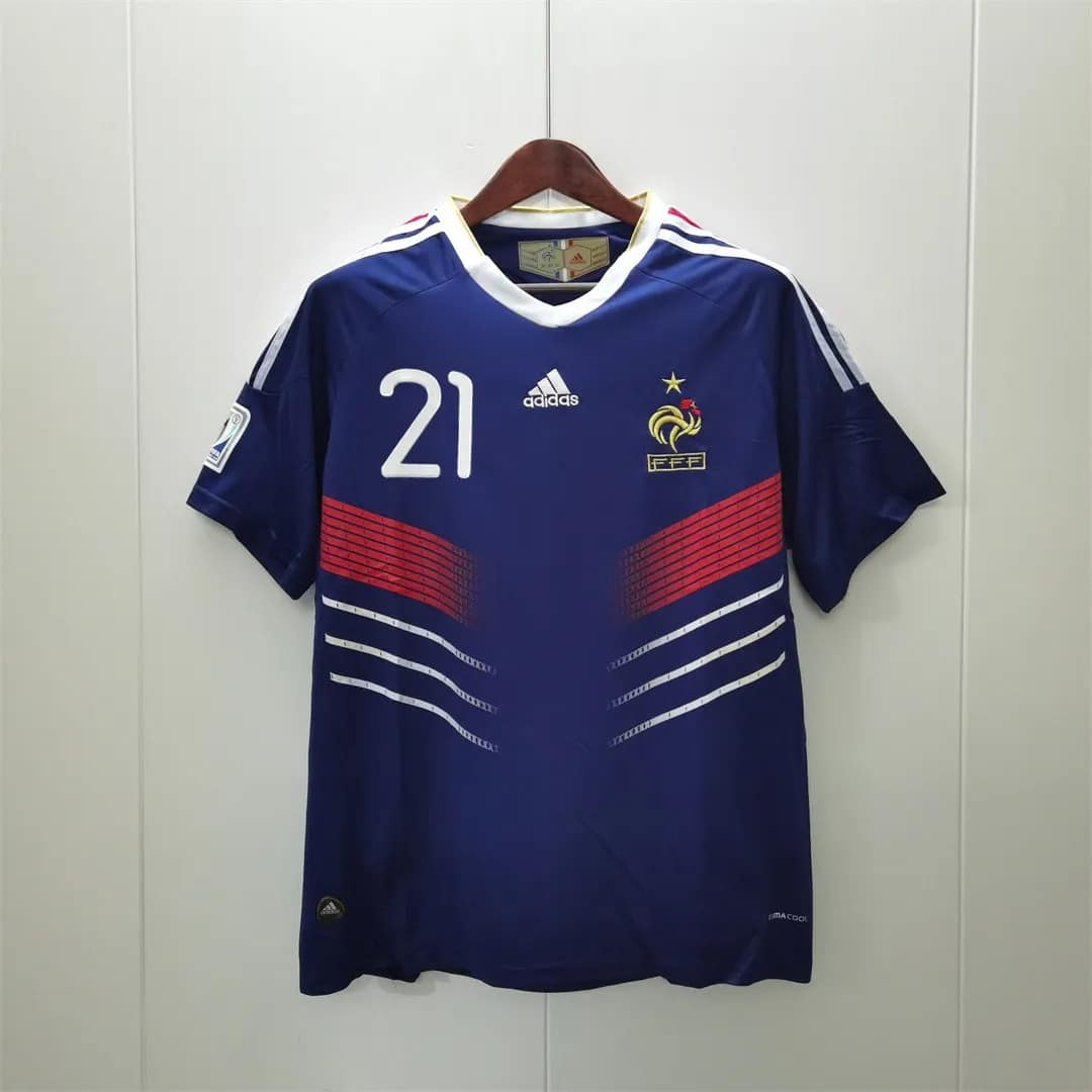 2010 France Home Retro Jersey With 21#ANELKA