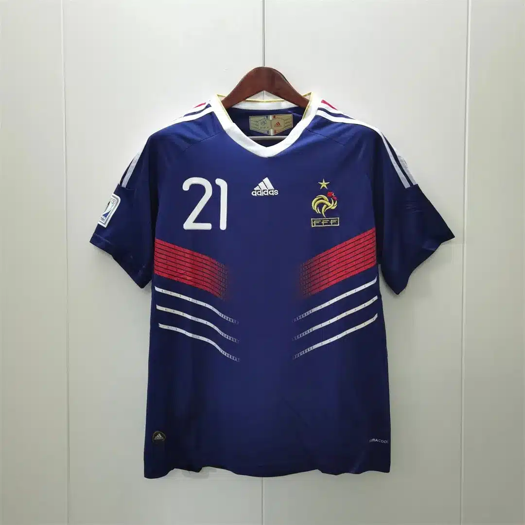 2010 France Home Retro Jersey With 21#ANELKA