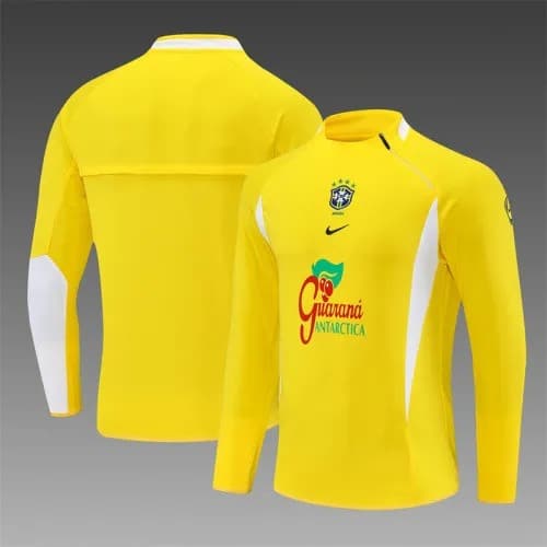 2002 Brazil Yellow Retro Training Suit Top