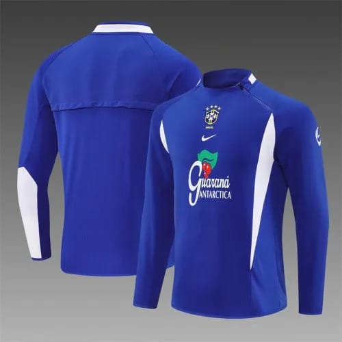2002 Brazil Blue Retro Training Suit Top